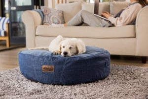Lounge Flat Round Bed_Navy_Lifestyle_1